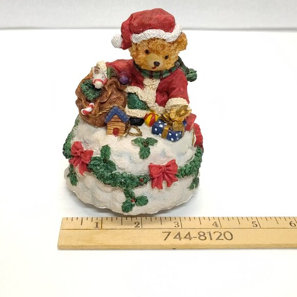 Christmas '99 Musical Teddy Bear Figurine Plays "We Wish You A Merry Christmas" - Picture 9 of 9